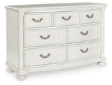 Montelaine Antique White Upholstered Panel Bedroom Set by Ashley at Eve Furniture