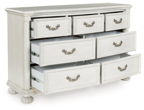 Montelaine Antique White Upholstered Panel Bedroom Set by Ashley at Eve Furniture