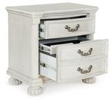 Montelaine Antique White Upholstered Panel Bedroom Set by Ashley at Eve Furniture