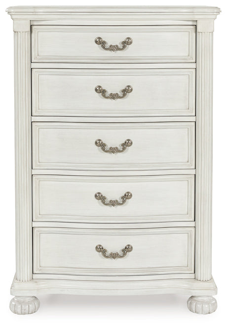 Montelaine Antique White Upholstered Panel Bedroom Set by Ashley at Eve Furniture