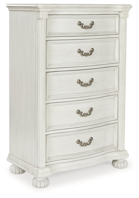 Montelaine Antique White Upholstered Panel Bedroom Set by Ashley at Eve Furniture