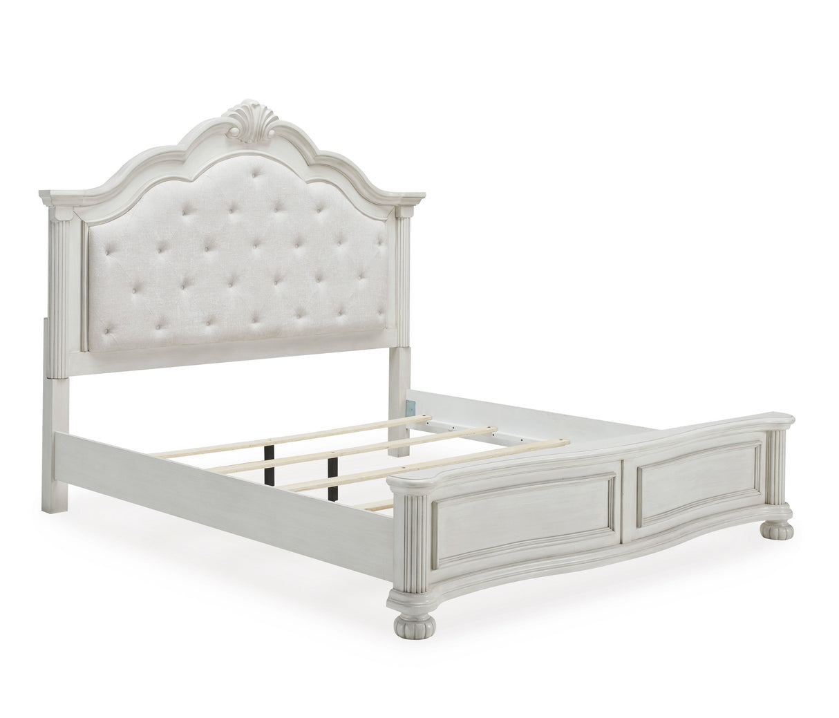 Montelaine Antique White Upholstered Panel Bedroom Set by Ashley at Eve Furniture