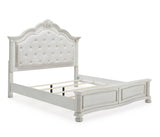Montelaine Antique White Upholstered Panel Bedroom Set by Ashley at Eve Furniture