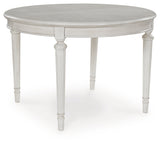 Montelaine Antiqued White Extendable Dining Room Set by Ashley at Eve Furniture