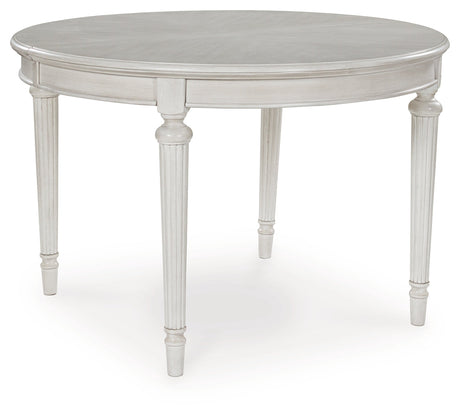 Montelaine Antiqued White Extendable Dining Room Set by Ashley at Eve Furniture