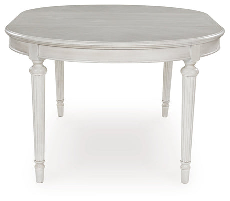 Montelaine Antiqued White Extendable Dining Room Set by Ashley at Eve Furniture