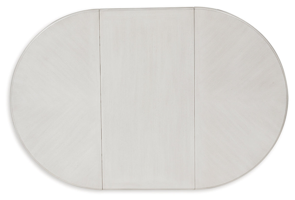 Montelaine Antiqued White Extendable Dining Room Set by Ashley at Eve Furniture