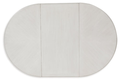 Montelaine Antiqued White Extendable Dining Room Set by Ashley at Eve Furniture