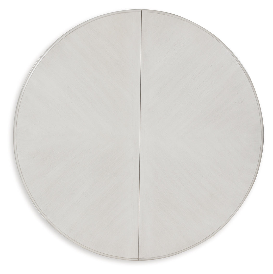 Montelaine Antiqued White Extendable Dining Room Set by Ashley at Eve Furniture