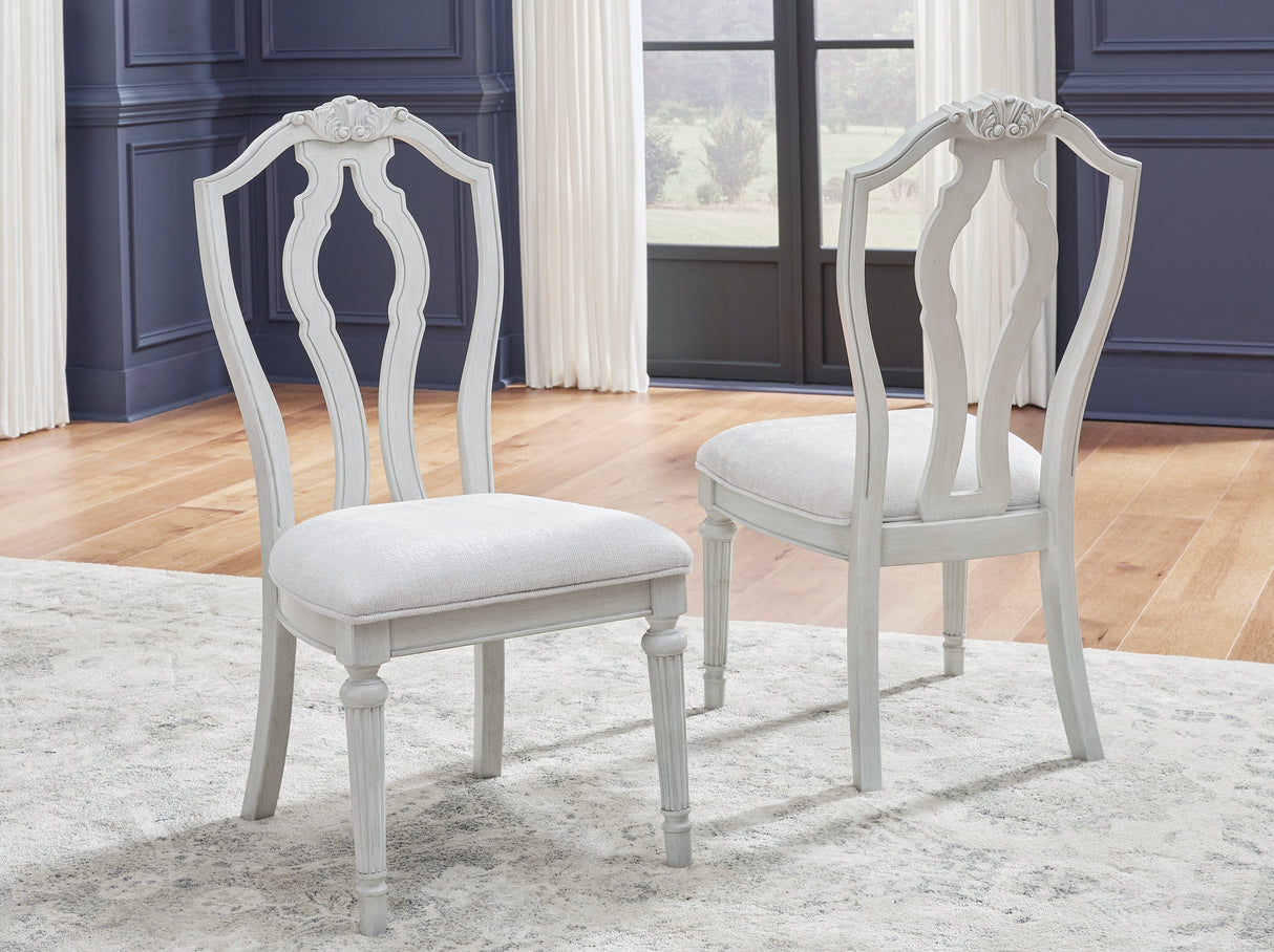 Montelaine Antiqued White Extendable Dining Room Set by Ashley at Eve Furniture