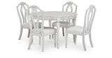Montelaine Antiqued White Extendable Dining Room Set by Ashley at Eve Furniture