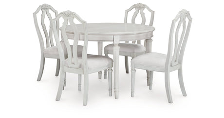 Montelaine Antiqued White Extendable Dining Room Set by Ashley at Eve Furniture