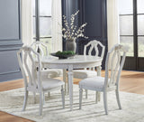 Montelaine Antiqued White Extendable Dining Room Set by Ashley at Eve Furniture