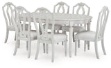 Montelaine Antiqued White Extendable Dining Room Set by Ashley at Eve Furniture