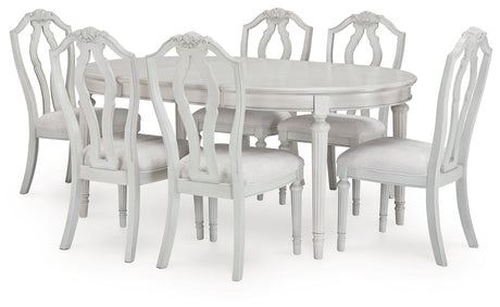 Montelaine Antiqued White Extendable Dining Room Set by Ashley at Eve Furniture