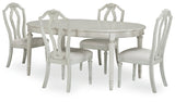 Montelaine Antique White Dining Table and 4 Chairs by Ashley at Eve Furniture