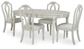 Montelaine Antique White Dining Table and 4 Chairs by Ashley at Eve Furniture