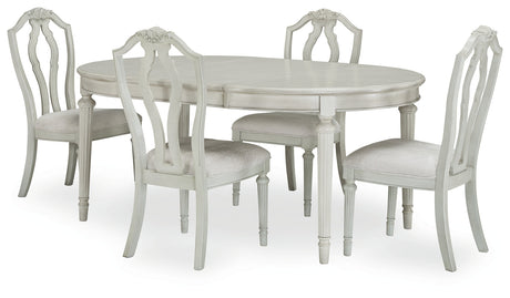 Montelaine Antique White Dining Table and 4 Chairs by Ashley at Eve Furniture