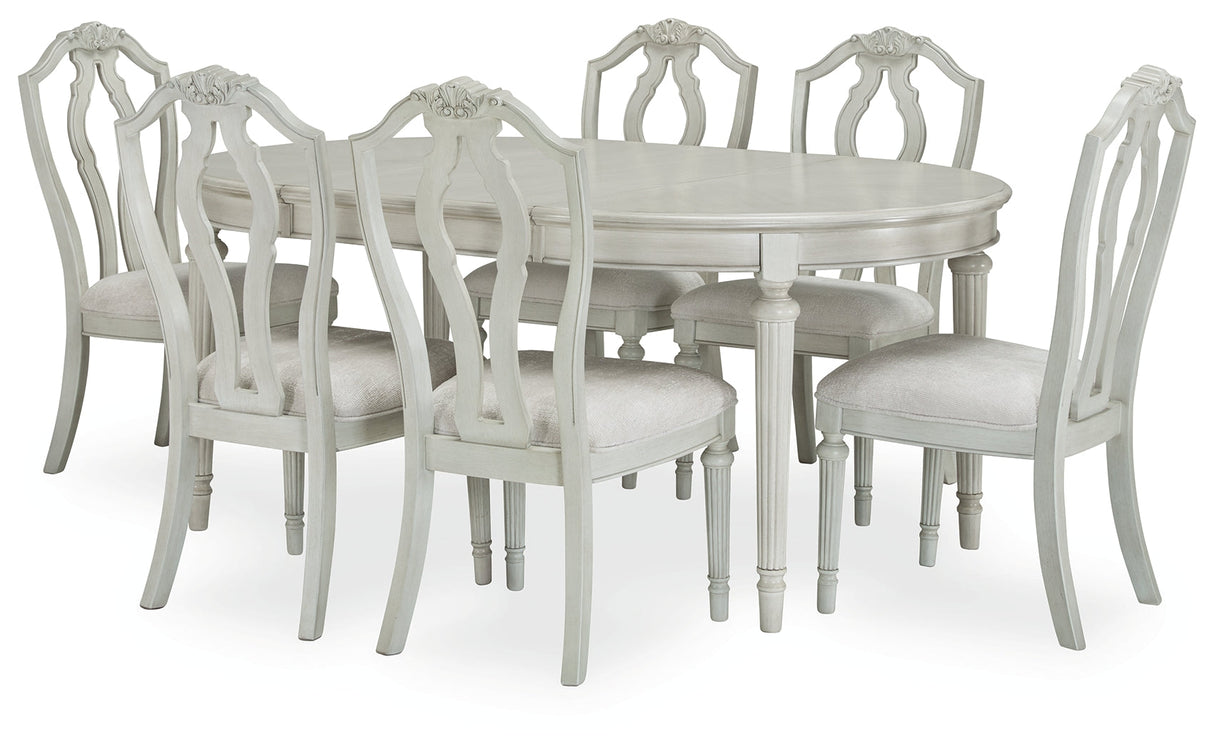 Montelaine Antique White Dining Table and 6 Chairs by Ashley at Eve Furniture
