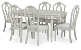 Montelaine Antique White Dining Table and 6 Chairs by Ashley at Eve Furniture