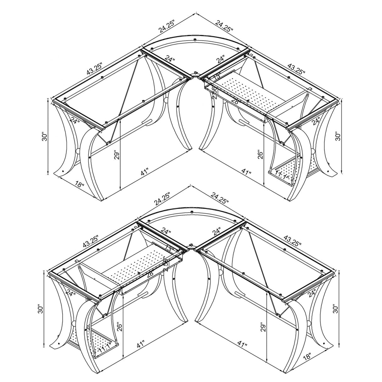 Monterey Cappuccino 3-Piece L-Shaped Computer Desk Set