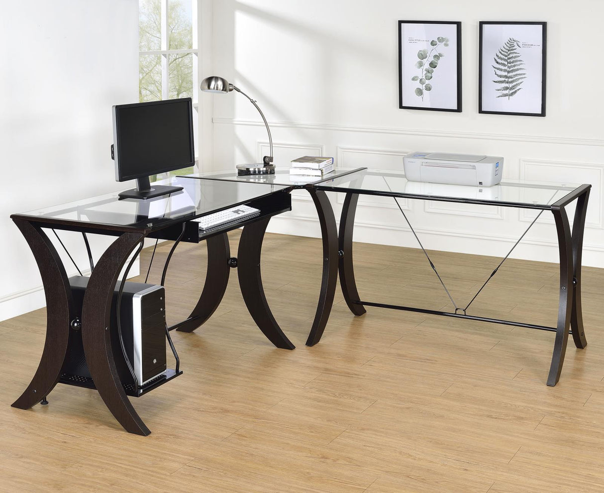 Monterey Cappuccino 3-Piece L-Shaped Computer Desk Set