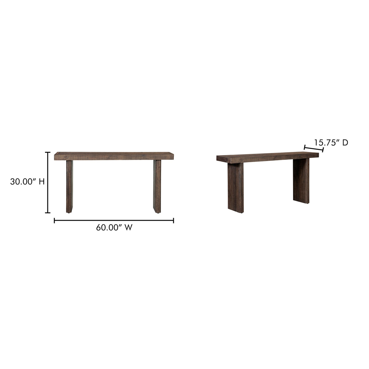 Monterey Aged Brown Console Table by Moe's Home at Eve Furniture