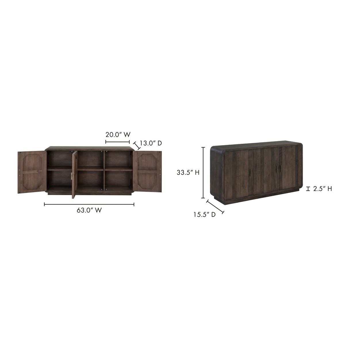 Monterey Aged Brown Sideboard by Moe's Home at Eve Furniture