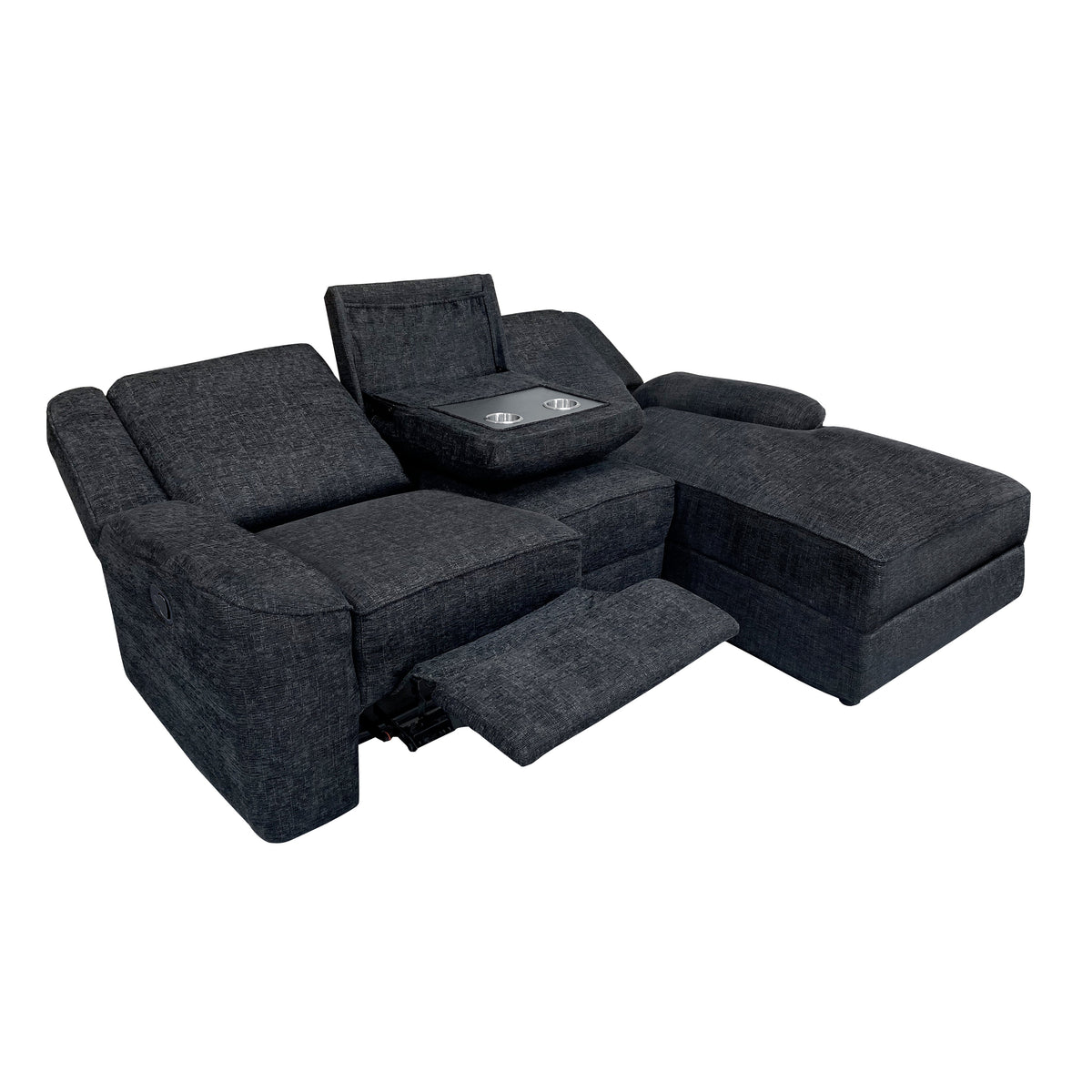 Monterey Ebony 2-Piece Reclining Sectional with Right Chaise by Homelegance at Eve Furniture