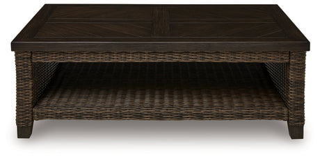 Monterey Point Dark Brown Outdoor Coffee Table by Ashley at Eve Furniture