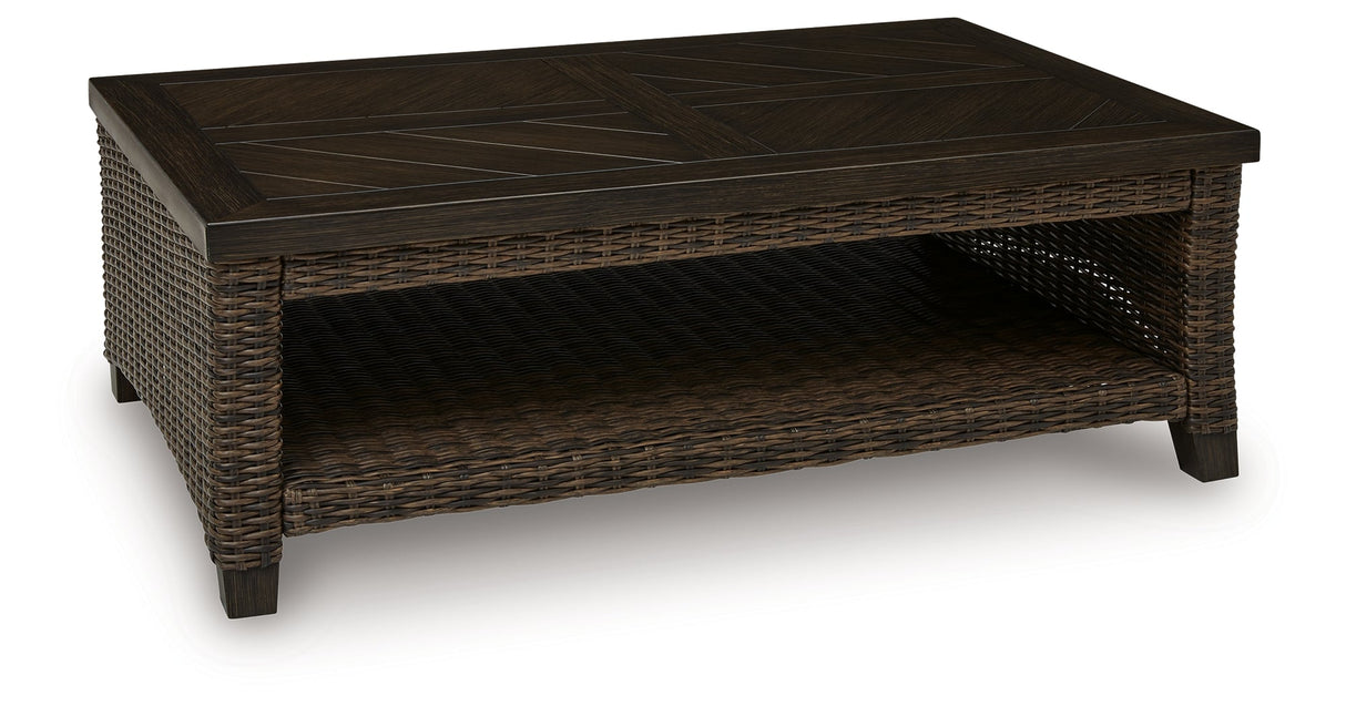 Monterey Point Dark Brown Outdoor Coffee Table by Ashley at Eve Furniture