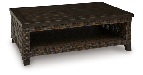 Monterey Point Dark Brown Outdoor Coffee Table by Ashley at Eve Furniture