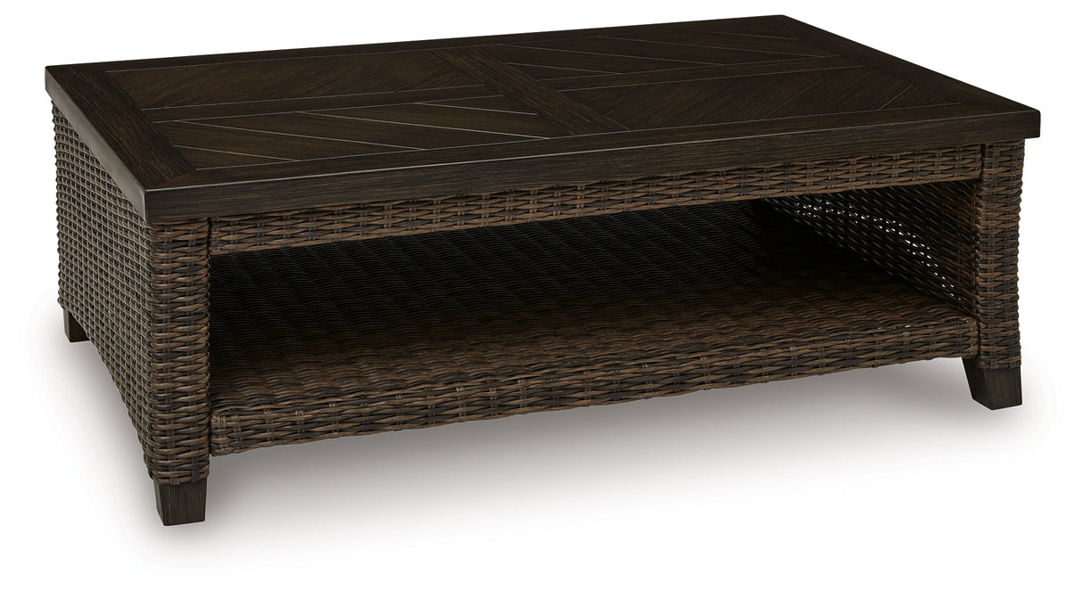 Monterey Point Dark Brown Outdoor Coffee Table by ASHLEY FURNITURE at Eve Furniture