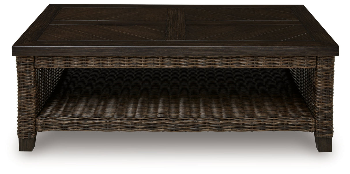 Monterey Point Dark Brown Outdoor Coffee Table by ASHLEY FURNITURE at Eve Furniture