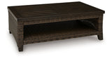 Monterey Point Dark Brown Outdoor Coffee Table by ASHLEY FURNITURE at Eve Furniture