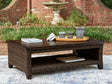 Monterey Point Dark Brown Outdoor Coffee Table by ASHLEY FURNITURE at Eve Furniture
