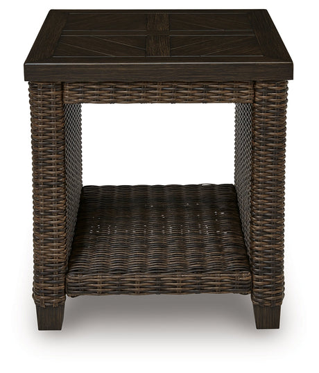 Monterey Point Dark Brown Outdoor End Table by Ashley at Eve Furniture