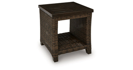Monterey Point Dark Brown Outdoor End Table by Ashley at Eve Furniture