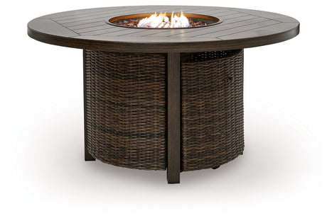 Monterey Point Dark Brown Outdoor Fire Pit Table by Ashley at Eve Furniture