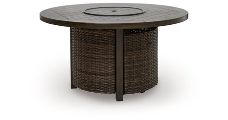 Monterey Point Dark Brown Outdoor Fire Pit Table by Ashley at Eve Furniture