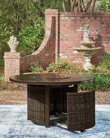 Monterey Point Dark Brown Outdoor Fire Pit Table by ASHLEY FURNITURE at Eve Furniture