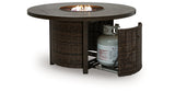 Monterey Point Dark Brown Outdoor Fire Pit Table by ASHLEY FURNITURE at Eve Furniture