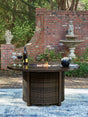 Monterey Point Dark Brown Outdoor Fire Pit Table by ASHLEY FURNITURE at Eve Furniture