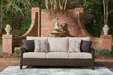 Monterey Point Dark Brown Outdoor Sofa and Loveseat by Ashley at Eve Furniture