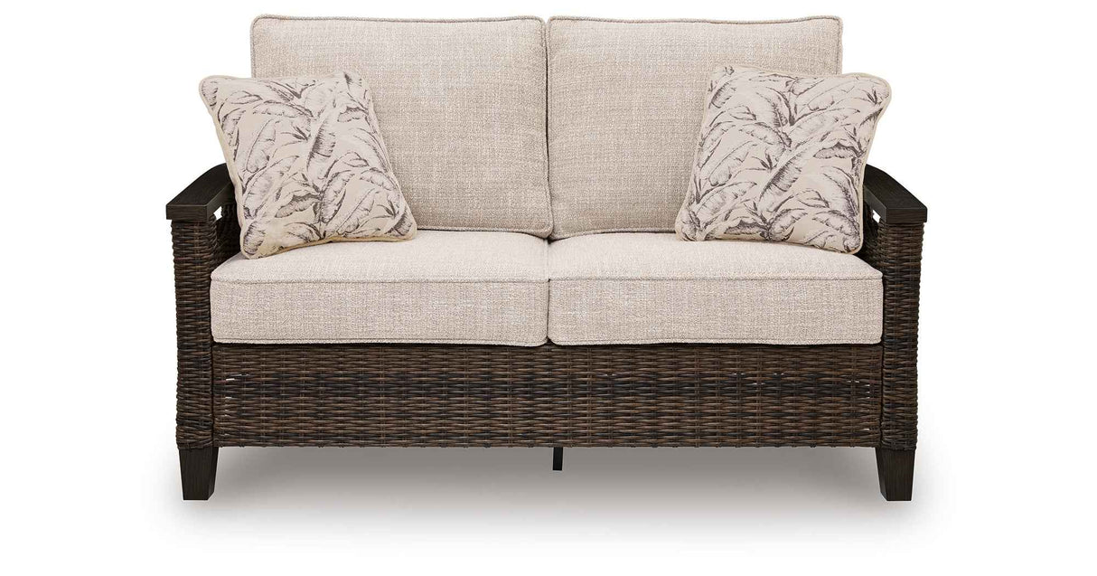 Monterey Point Dark Brown Outdoor Sofa and Loveseat by Ashley at Eve Furniture