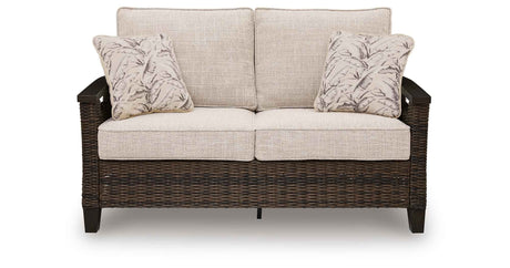 Monterey Point Dark Brown Outdoor Sofa and Loveseat by Ashley at Eve Furniture
