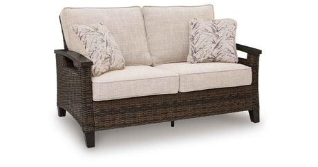 Monterey Point Dark Brown Outdoor Sofa and Loveseat by Ashley at Eve Furniture