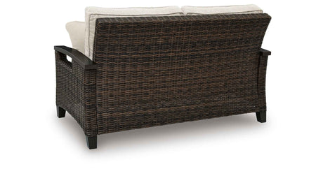 Monterey Point Dark Brown Outdoor Sofa and Loveseat by Ashley at Eve Furniture