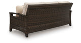 Monterey Point Dark Brown Outdoor Sofa and Loveseat by Ashley at Eve Furniture