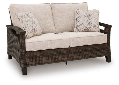 Monterey Point Dark Brown Outdoor Sofa and Loveseat by Ashley at Eve Furniture